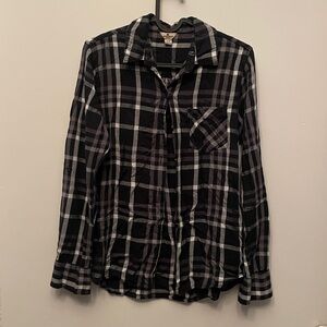 Woolrich Women's Black and White Checkered Button Down Shirt